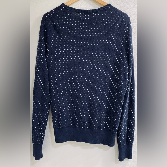 Ann Taylor Navy Polka Dot Cardigan Sweater Size XL Classy Parisian Old Money - Picture 3 of 6